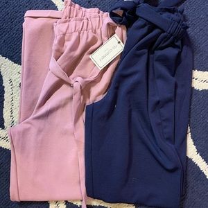 Pair of paperbag tie waist pants